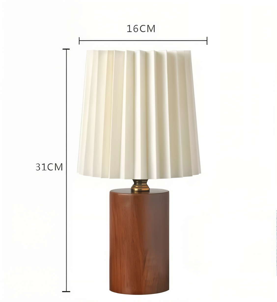 ScandiChic Holz Tischlampe - Nordic plissierter Stoff Schreibtischlampe