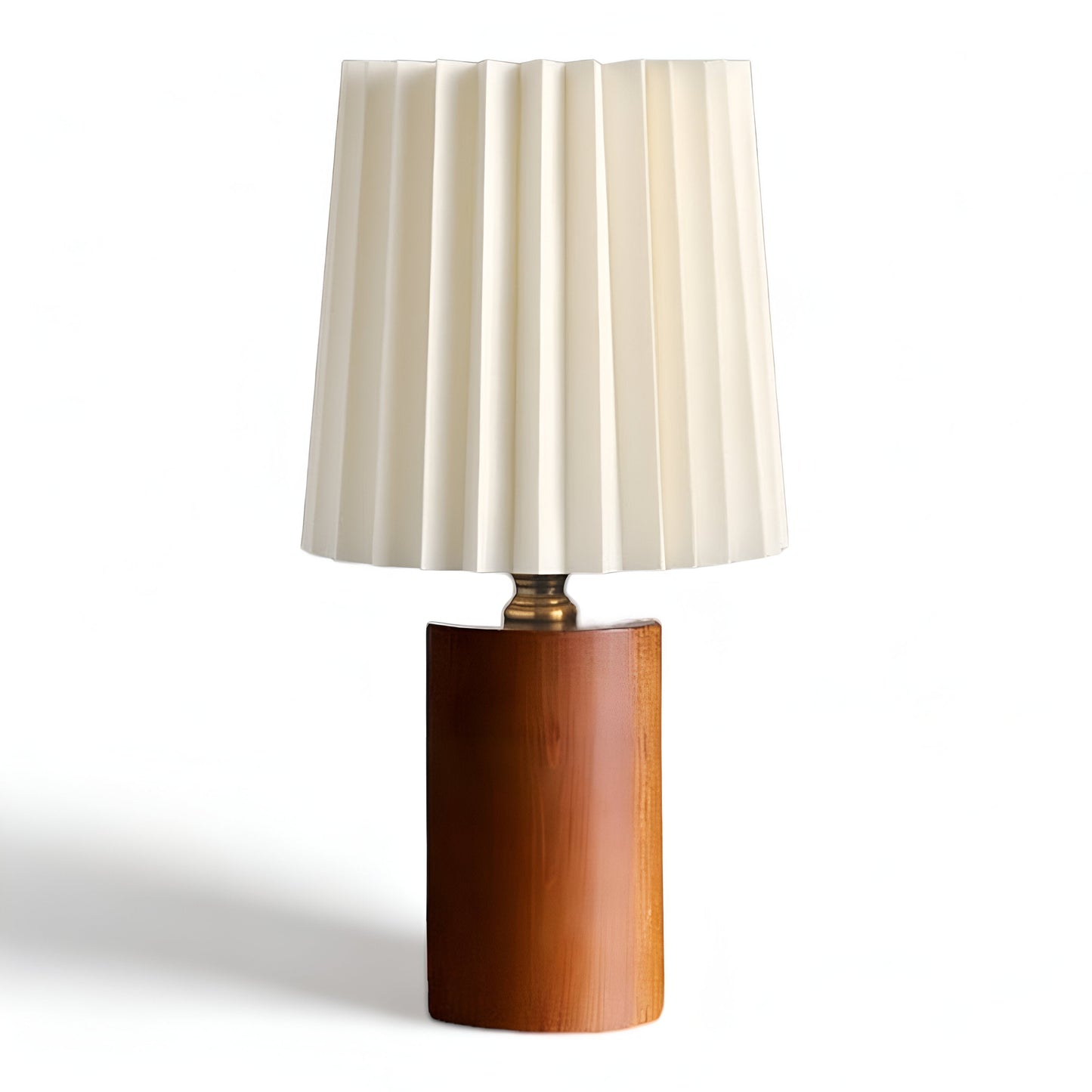 ScandiChic Holz Tischlampe - Nordic plissierter Stoff Schreibtischlampe