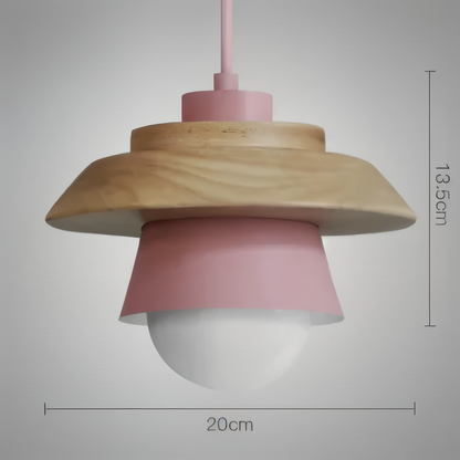 Scandi Pendelleuchte - Nordisches Holz & Metall Macaron LED Hängelampe