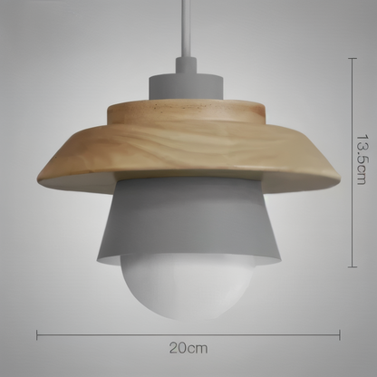 Scandi Pendelleuchte - Nordisches Holz & Metall Macaron LED Hängelampe