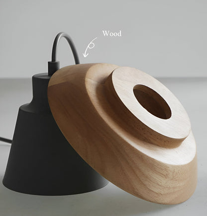 Scandi Pendelleuchte - Nordisches Holz & Metall Macaron LED Hängelampe