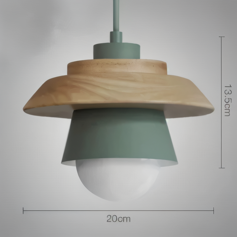 Scandi Pendelleuchte - Nordisches Holz & Metall Macaron LED Hängelampe