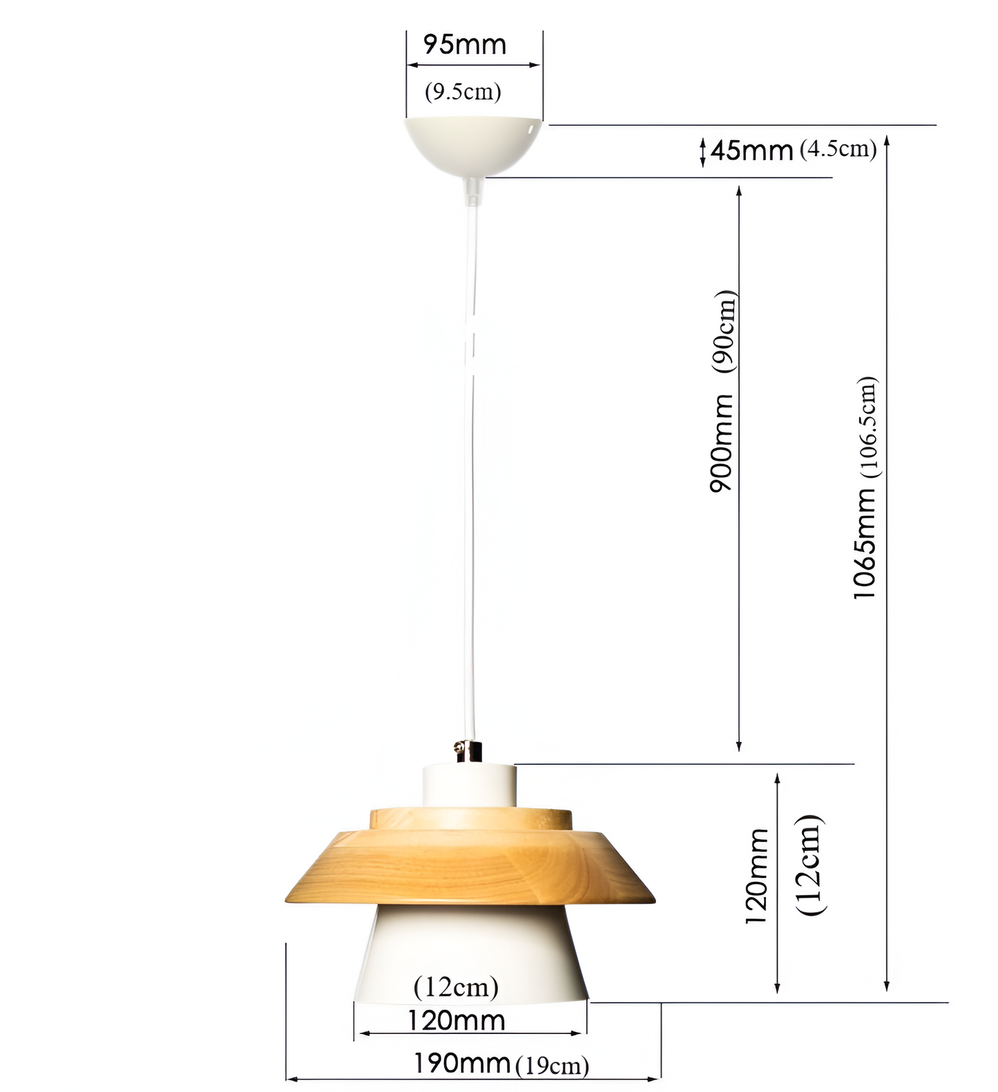 Scandi Pendelleuchte - Nordisches Holz & Metall Macaron LED Hängelampe