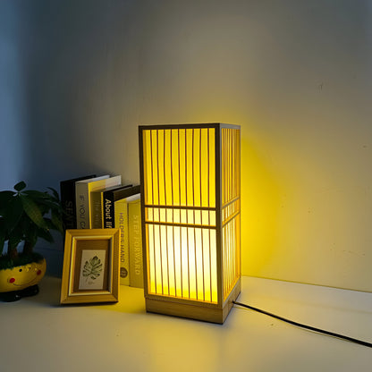 SereniLight Tischlampe - Bambusholz Schreibtischlampe im Japanischen Stil