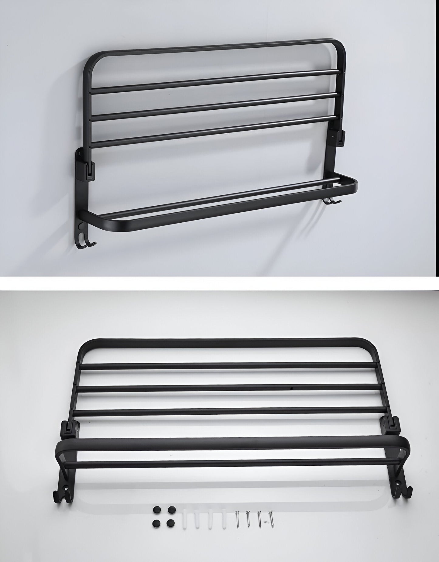 SleekBlack Handtuchhalter - Premium Aluminium Handtuchständer mit Haken