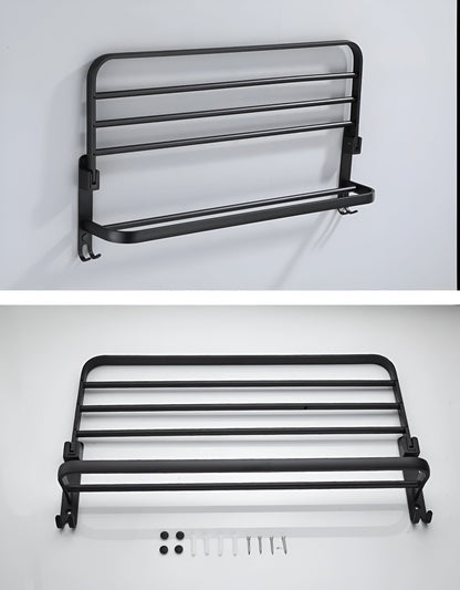 SleekBlack Handtuchhalter - Premium Aluminium Handtuchständer mit Haken