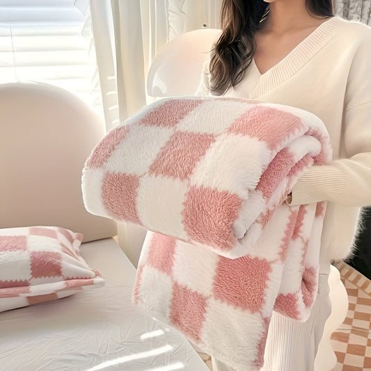 Fleece-Decke mit buntem Karomuster für gemütliche Wohnkultur