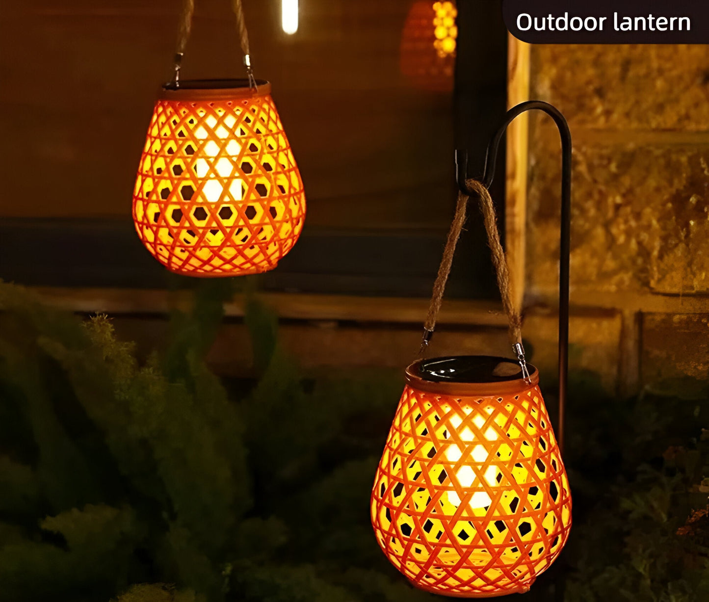 SolarCane Gartenbeleuchtung - Faux Bamboo Woven Solarlampe Garten