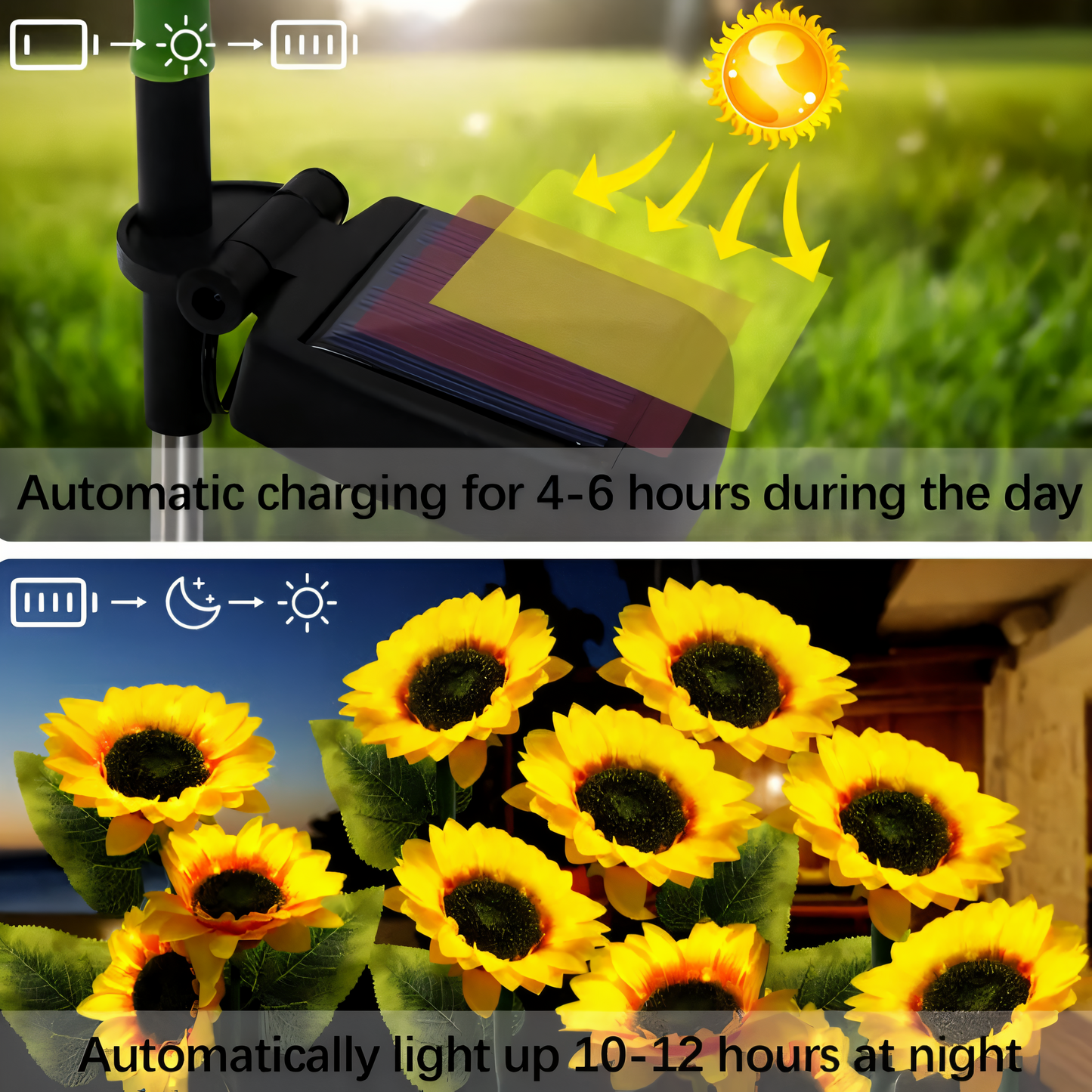 SunieBloom - IP65 Wetterfest Realistische Sonnenblumen Gartenbeleuchtung - LED Solarlampe Garten