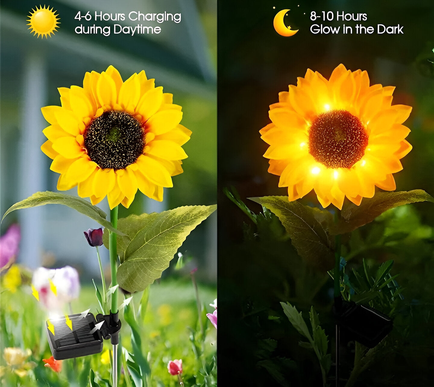 SunieBloom - IP65 Wetterfest Realistische Sonnenblumen Gartenbeleuchtung - LED Solarlampe Garten