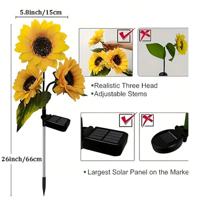 SunieBloom - IP65 Wetterfest Realistische Sonnenblumen Gartenbeleuchtung - LED Solarlampe Garten