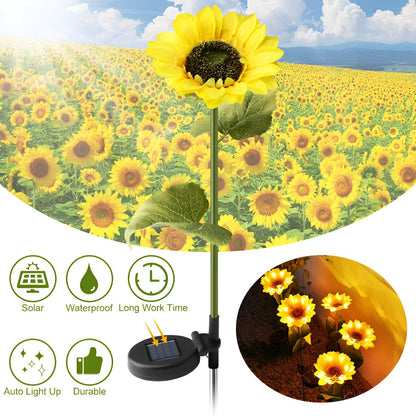 SunieBloom - IP65 Wetterfest Realistische Sonnenblumen Gartenbeleuchtung - LED Solarlampe Garten