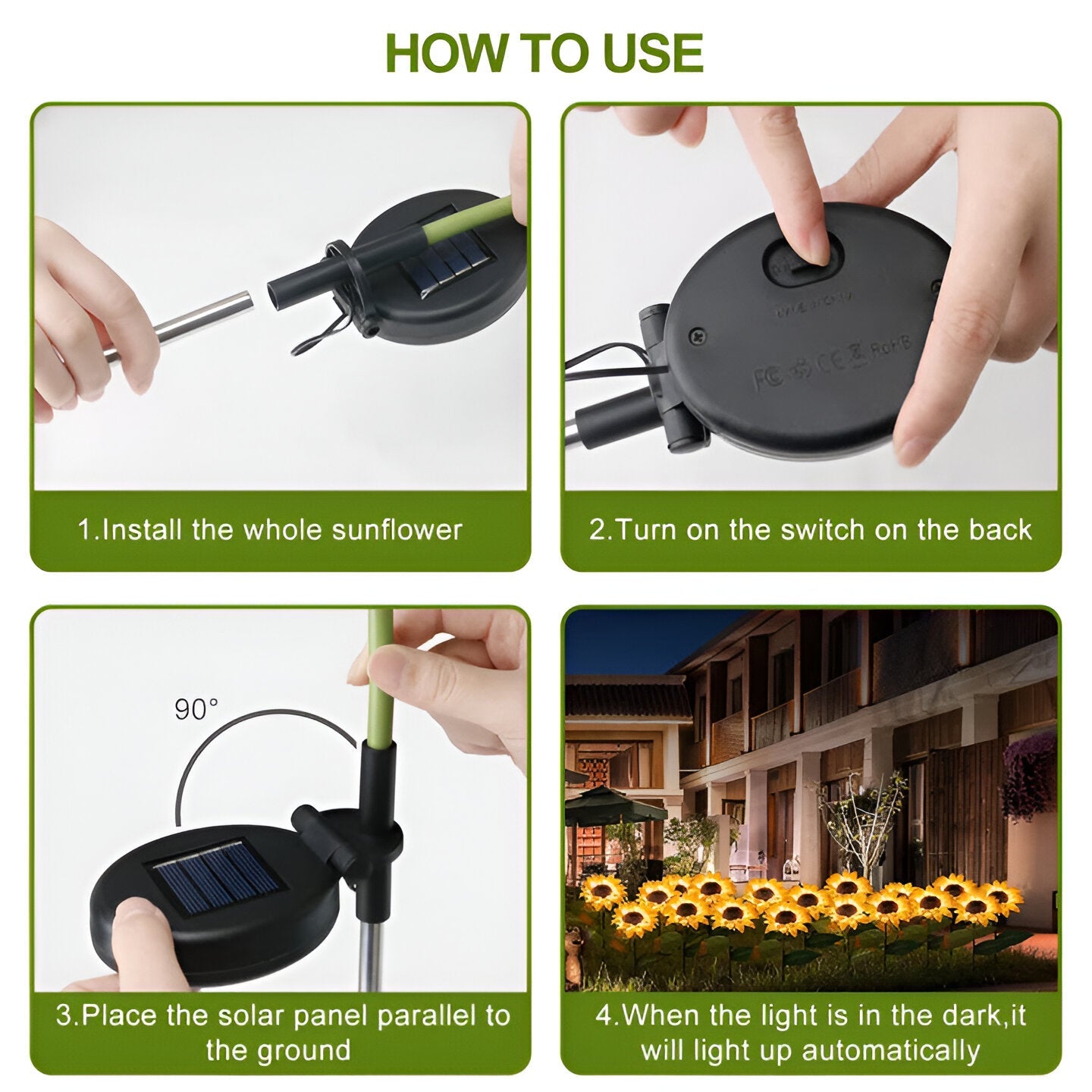 SunieBloom - IP65 Wetterfest Realistische Sonnenblumen Gartenbeleuchtung - LED Solarlampe Garten