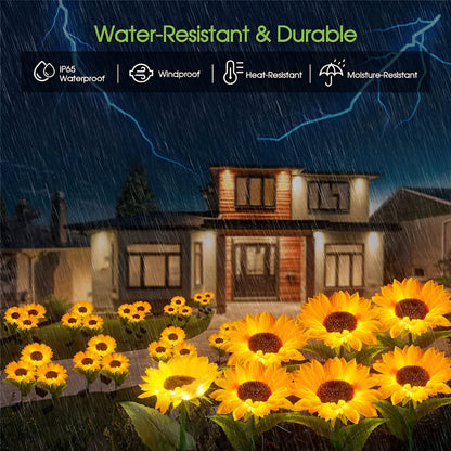 SunieBloom - IP65 Wetterfest Realistische Sonnenblumen Gartenbeleuchtung - LED Solarlampe Garten