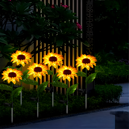 SunieBloom - IP65 Wetterfest Realistische Sonnenblumen Gartenbeleuchtung - LED Solarlampe Garten