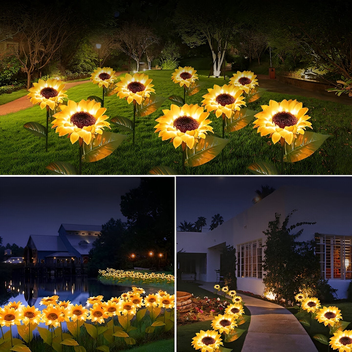 SunieBloom - IP65 Wetterfest Realistische Sonnenblumen Gartenbeleuchtung - LED Solarlampe Garten