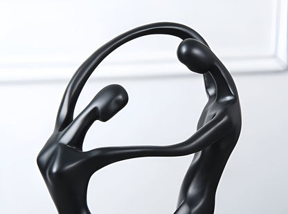 SwayDuo Ornament - Weiße und schwarze tanzende Harzskulptur - Moderne abstrakte Kunst