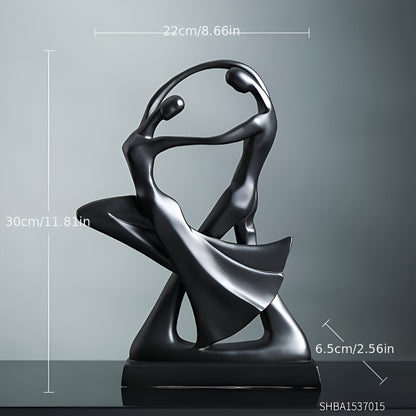 SwayDuo Ornament - Weiße und schwarze tanzende Harzskulptur - Moderne abstrakte Kunst