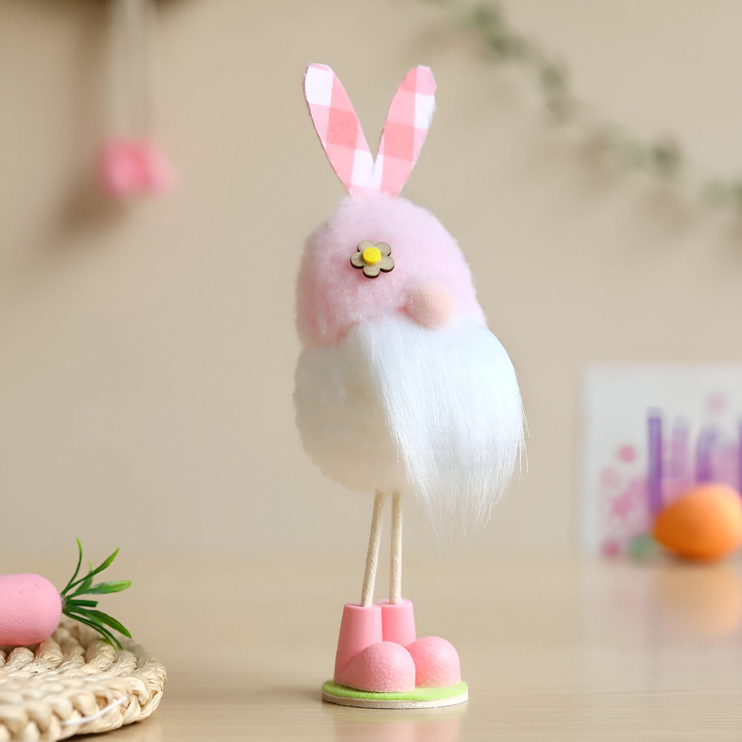 TriElf - Drei Osterzwerge mit Hasenohren - Bunter stehender Wichtel für Osterdeko