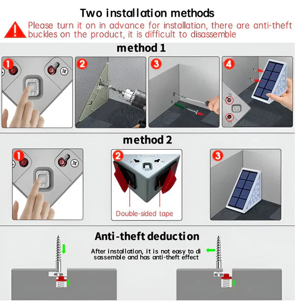 Garduru | Pack Dreieckige Stufenlichter - IP67 Solarlicht - Gartendekoration Licht