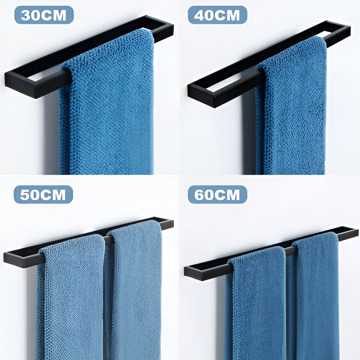 Uni-Schwarz Handtuchhalter - 20/40cm Edelstahl Handtuchhalter Wandmontage