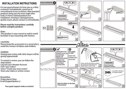 Uni-Schwarz Handtuchhalter - 20/40cm Edelstahl Handtuchhalter Wandmontage