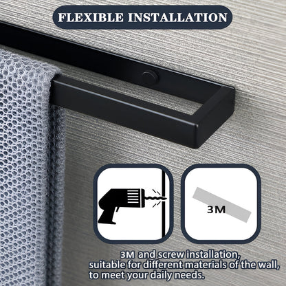 Uni-Schwarz Handtuchhalter - 20/40cm Edelstahl Handtuchhalter Wandmontage