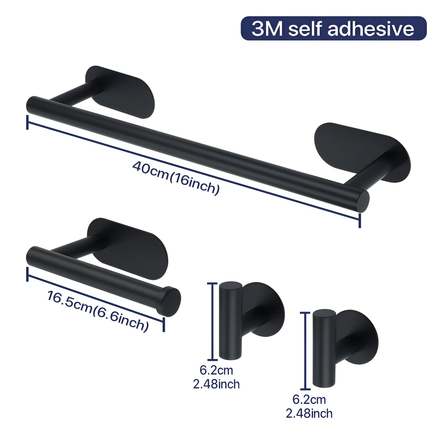 Uni-Schwarz Handtuchhalter - 20/40cm Edelstahl Handtuchhalter Wandmontage