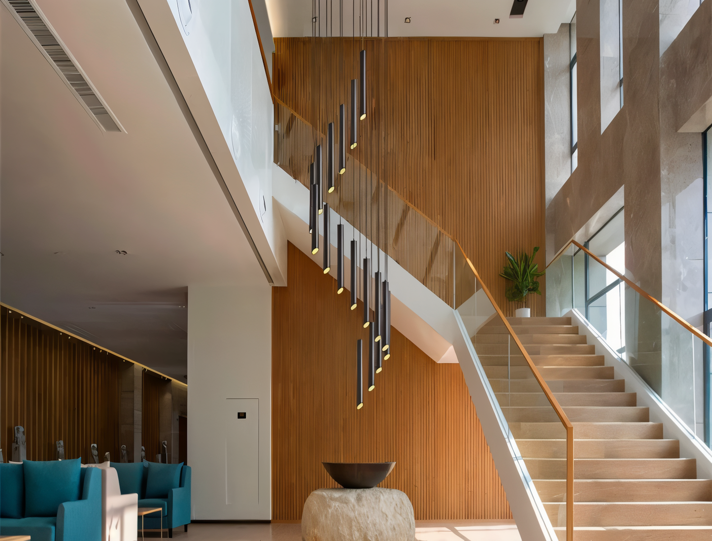 Uniqlux Tube Pendelleuchte - Moderne Schwarz/Weiß Aluminium LED Hängelampe