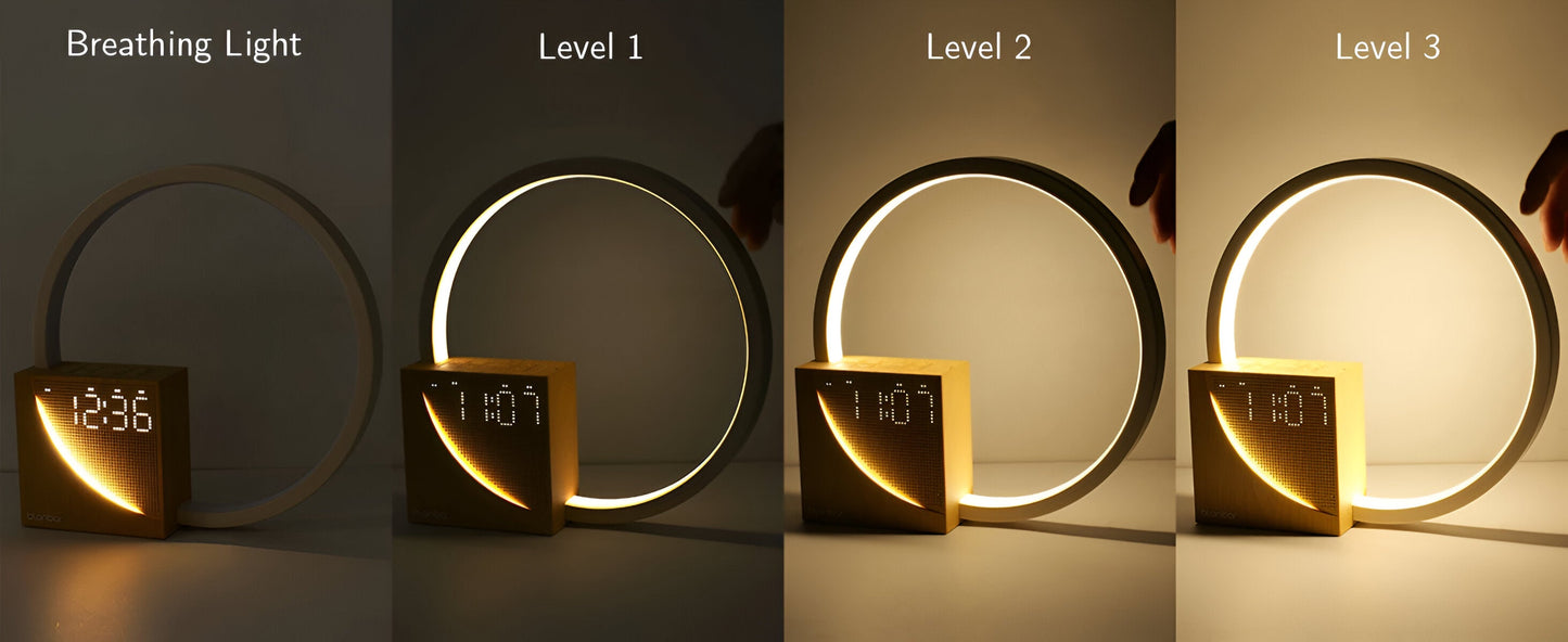 UnivSync - Multifunktionale Nachttischlampe mit USB-Anschluss, Snooze-Funktion und Wecklicht