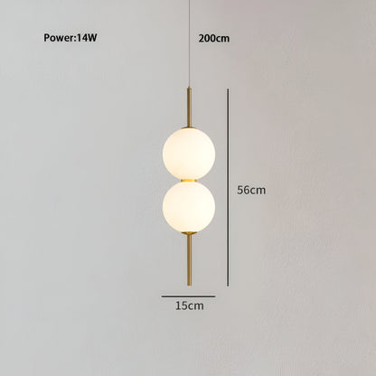 VertiGlobe Pendelleuchte - Vertical String mit Milchglaskugel Design Hängelampe
