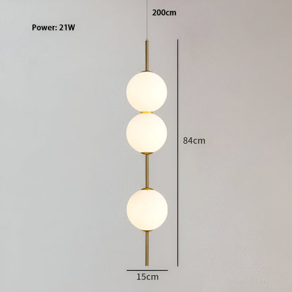 VertiGlobe Pendelleuchte - Vertical String mit Milchglaskugel Design Hängelampe