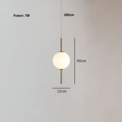 VertiGlobe Pendelleuchte - Vertical String mit Milchglaskugel Design Hängelampe