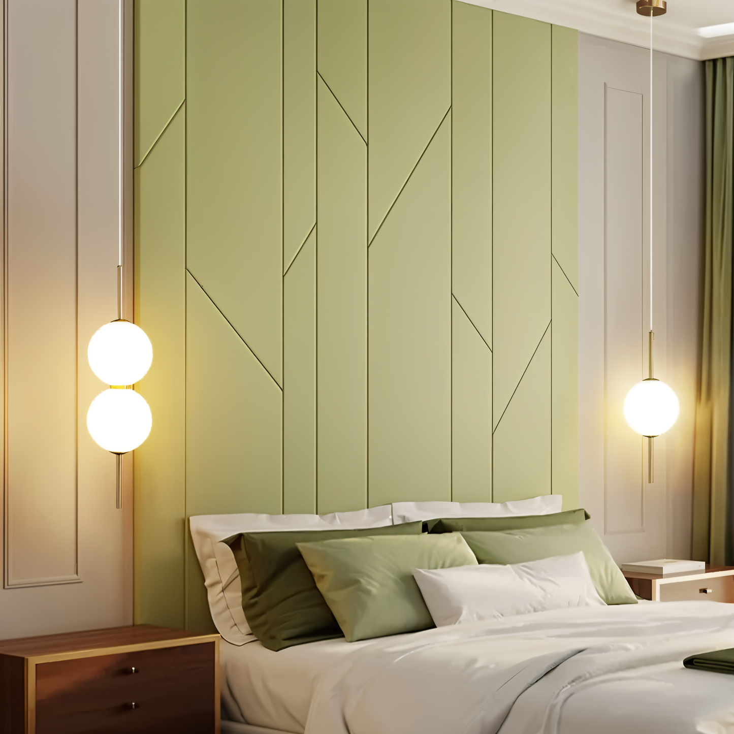 VertiGlobe Pendelleuchte - Vertical String mit Milchglaskugel Design Hängelampe