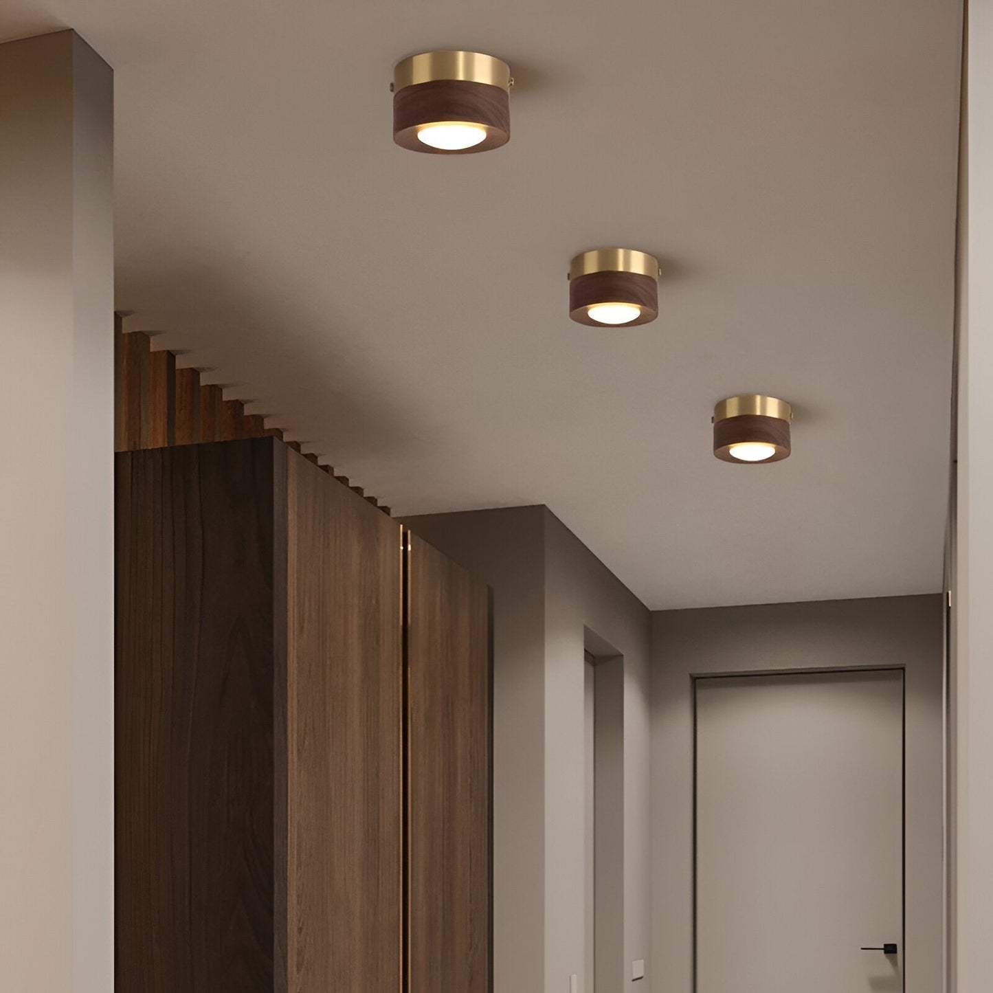 Walnuss Holz Moderne LED Deckenlampe für Zuhause und Büro Dekor