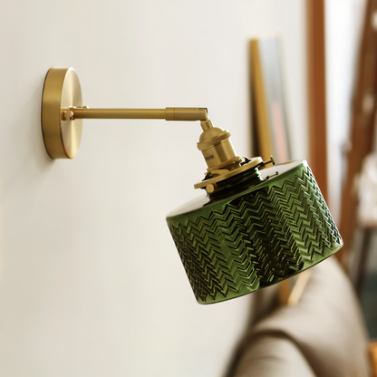 ZiGloss Wandleuchte - Nordic Weiß/Grün Wellenglas Wandlampe - Verstellbare Wandleuchten LED