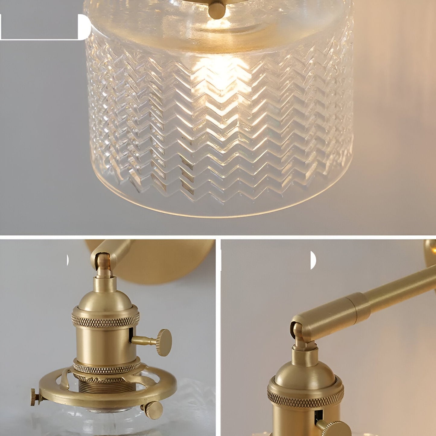 ZiGloss Wandleuchte - Nordic Weiß/Grün Wellenglas Wandlampe - Verstellbare Wandleuchten LED