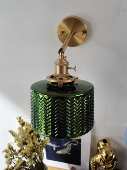 ZiGloss Wandleuchte - Nordic Weiß/Grün Wellenglas Wandlampe - Verstellbare Wandleuchten LED