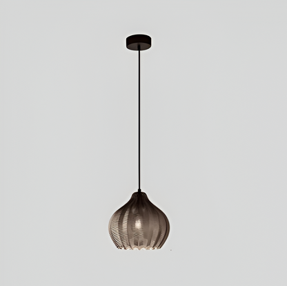 ZigLume Pendelleuchte - Vintage Schwarz Braun Geripptes Glas Hängelampe