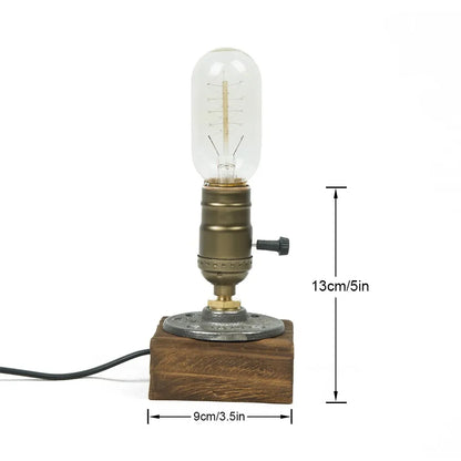 Tischlampe - LED - Holz und Eisen - Braun - Stimmungsbeleuchtung - 9x13cm