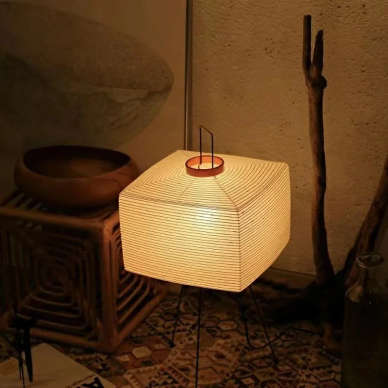 Lampe aus Reispapier – Wabi-Sabi-Stil – Weiß – 42 x 60 cm