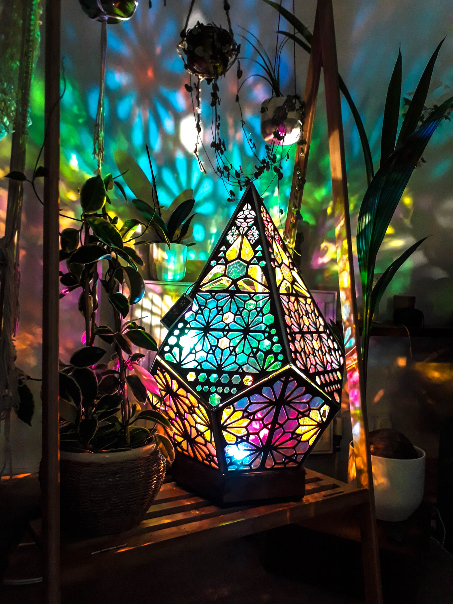Glas LED Block Tischlampe