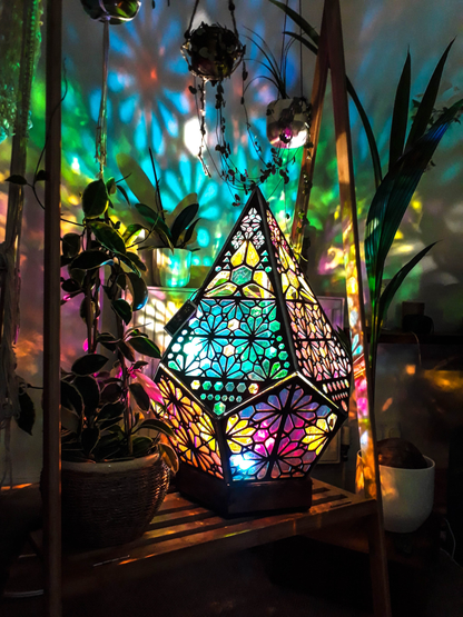 Glas LED Block Tischlampe