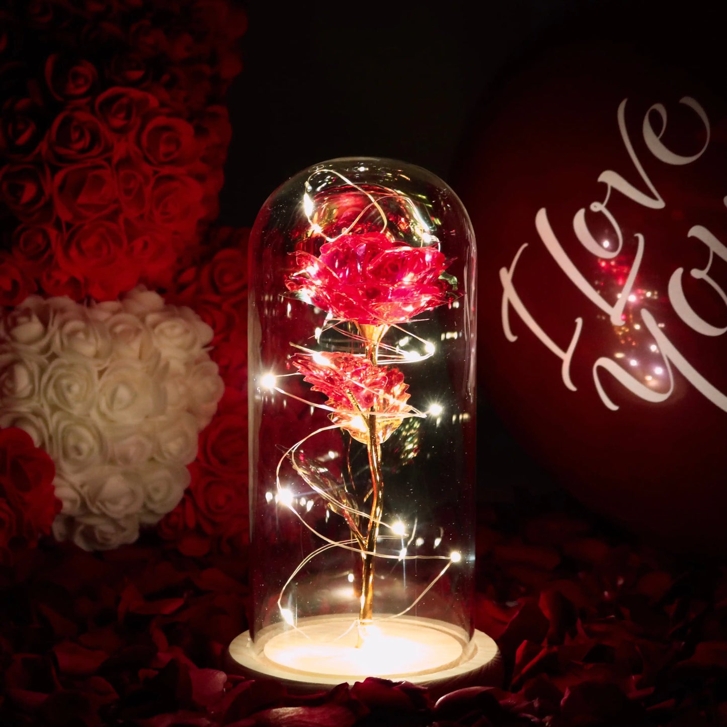 Garduru Ewige Rose Lampe | LED-Galaxie-Licht | Romantische Dekoration | Perfektes Geschenk