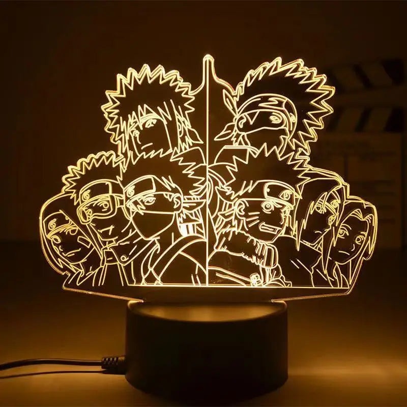 Naruto 3D LED Nachtlampe – Anime Licht mit Kakashi, Sasuke & Naruto