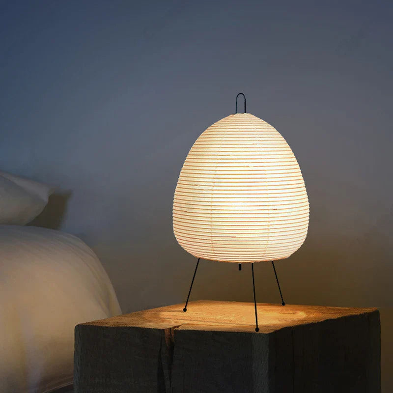 RoyaleGlow Akari Noguchi Tischlampe – Japanische Washi-Papierlaterne mit sanftem ambientem Licht