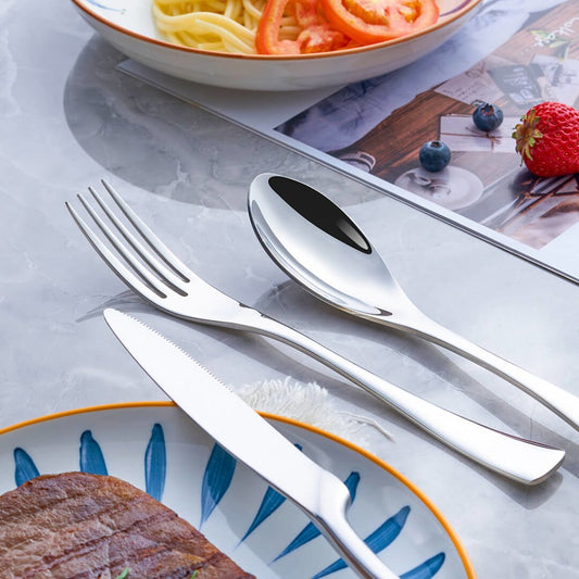 Jet Elegance – Luxus Silber Edelstahl Besteckset (24/42/48/84-teilig)