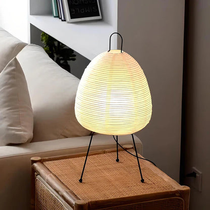 RoyaleGlow Akari Noguchi Tischlampe – Japanische Washi-Papierlaterne mit sanftem ambientem Licht