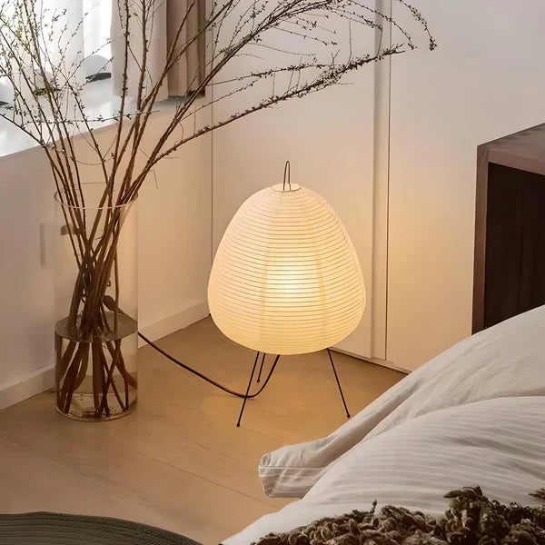 RoyaleGlow Akari Noguchi Tischlampe – Japanische Washi-Papierlaterne mit sanftem ambientem Licht