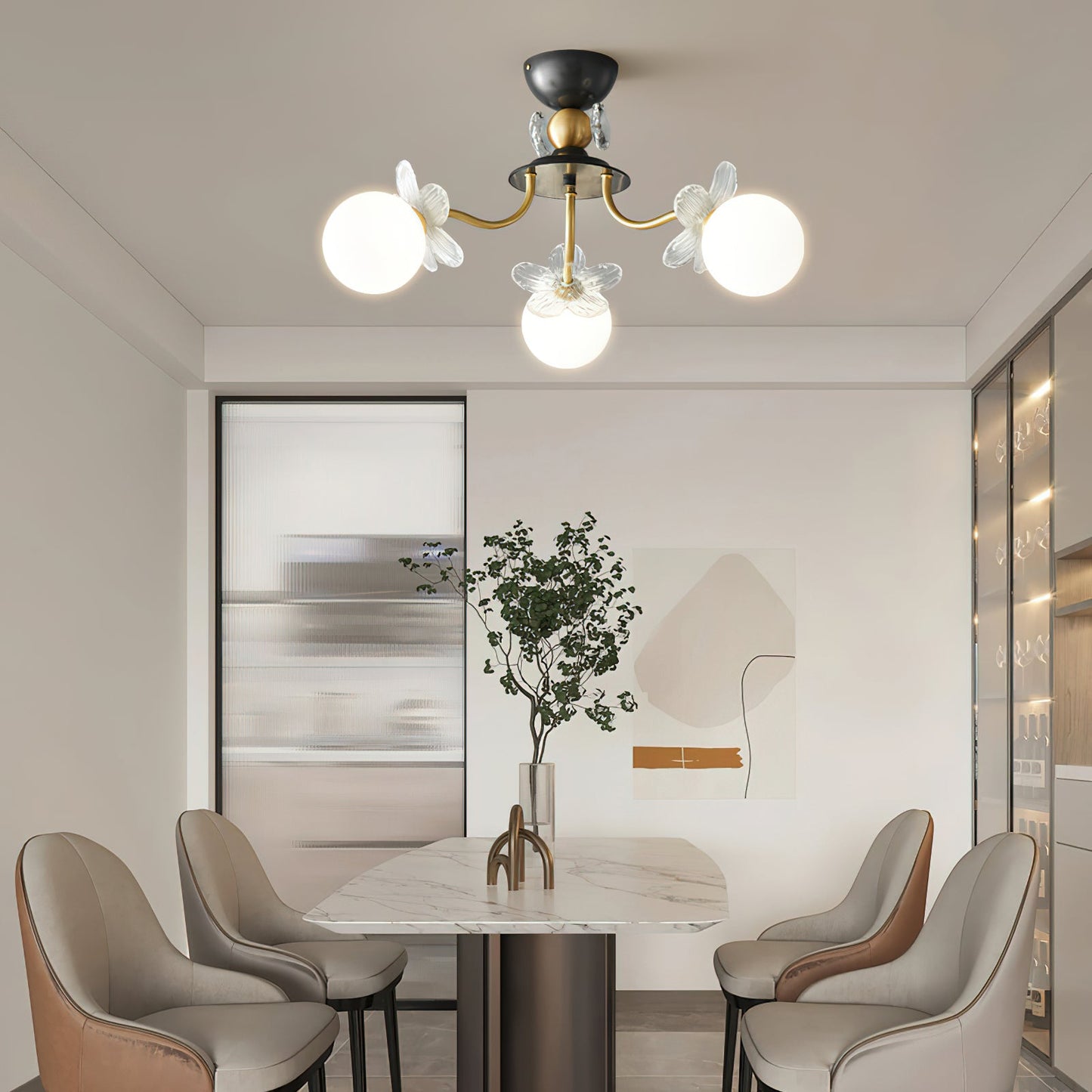 Blumen Glass Chandelier für elegante Wohnkultur und Bürobeleuchtung